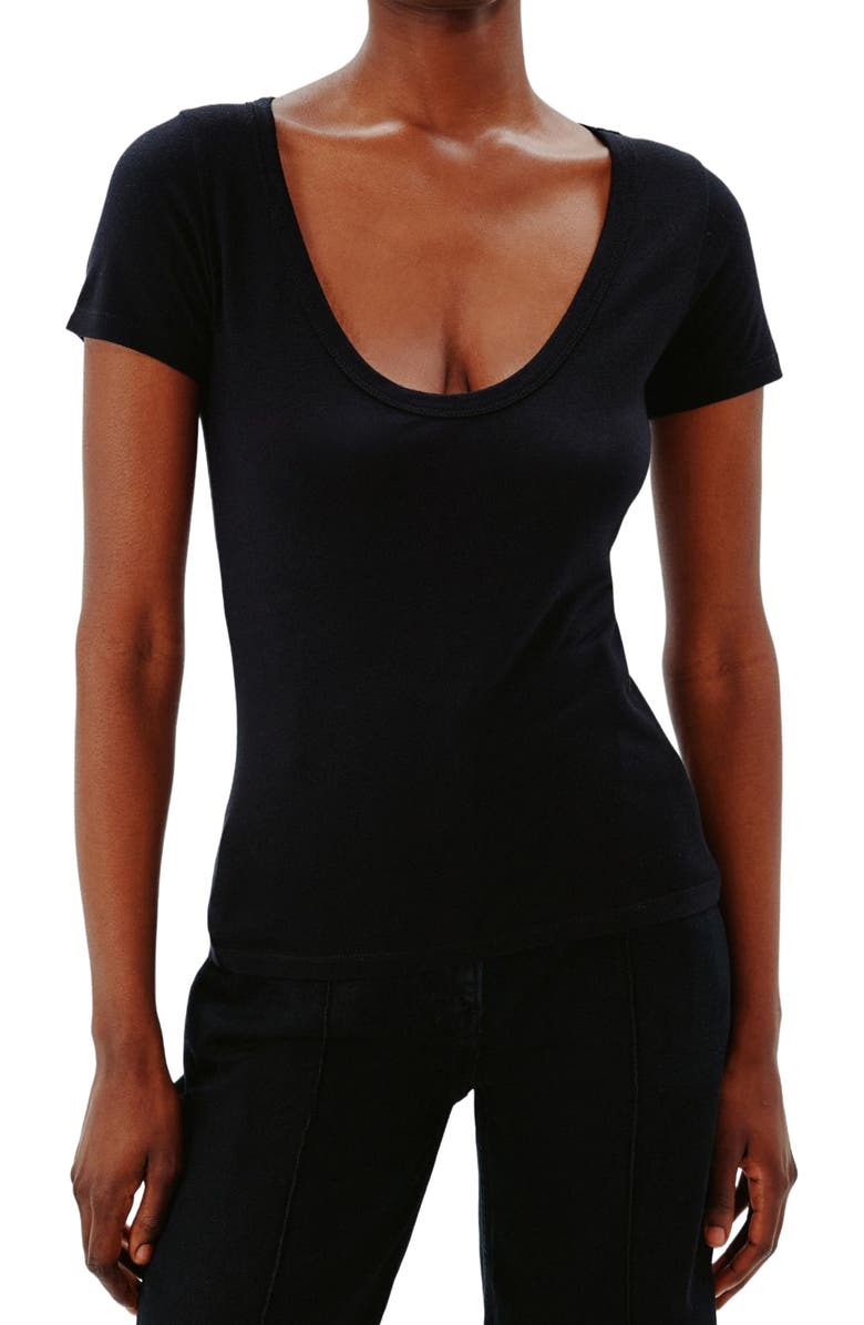Another Tomorrow BALLET SCOOP TEE, Alternate, color, Black