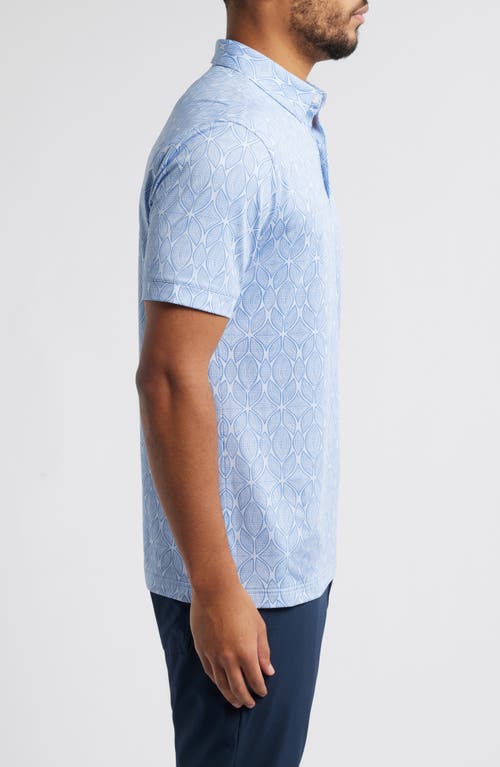 Mizzen + Main Mizzen+main Halyard Trim Fit Print Performance Polo In Sky Woodblock