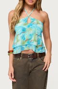 EDIKTED Dragon Lily Tiered Chiffon Halter Top