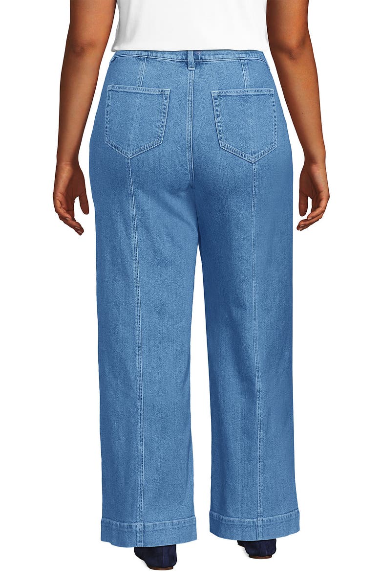 Lands' End Plus Size Soft Denim High Rise Wide Leg Utility Jeans, Alternate, color, 