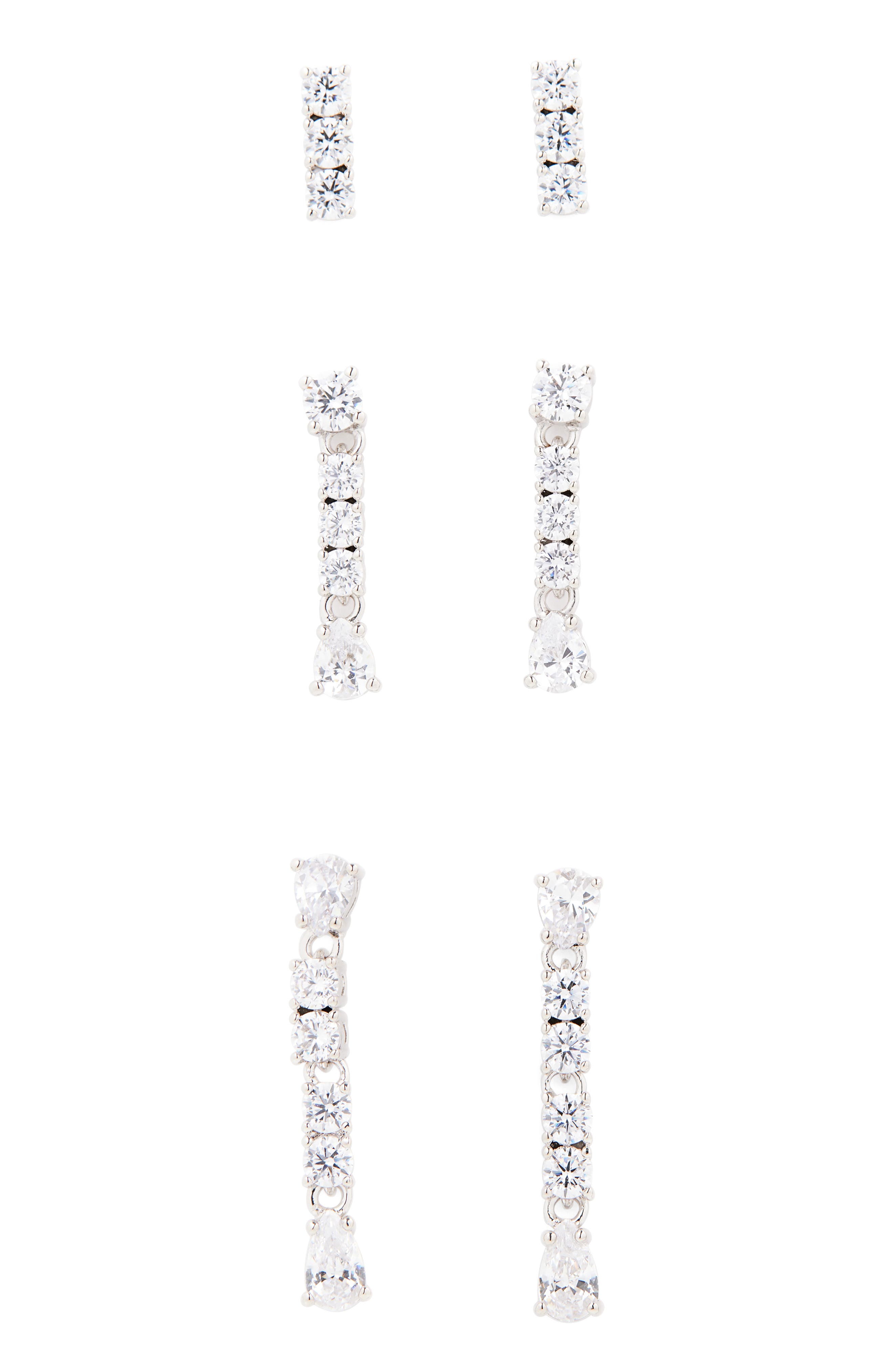 Nadri Loveall 3-Pack Linear Drop Earrings