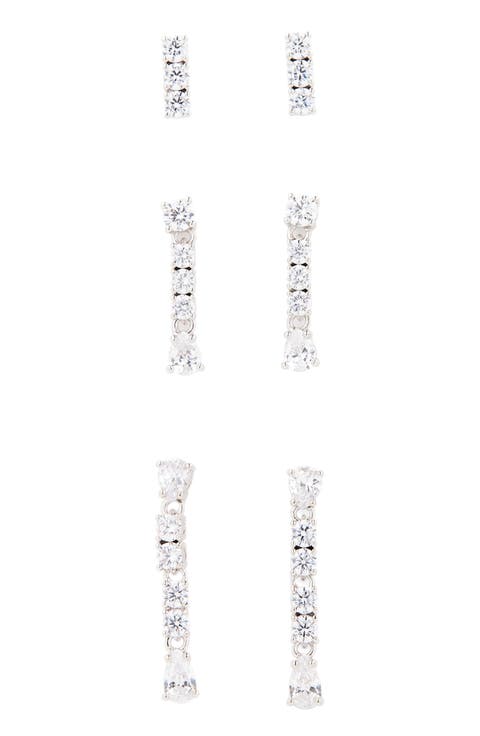Loveall 3-Pack Linear Drop Earrings