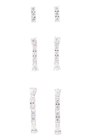 Nadri Loveall 3-pack Linear Drop Earrings In Silver