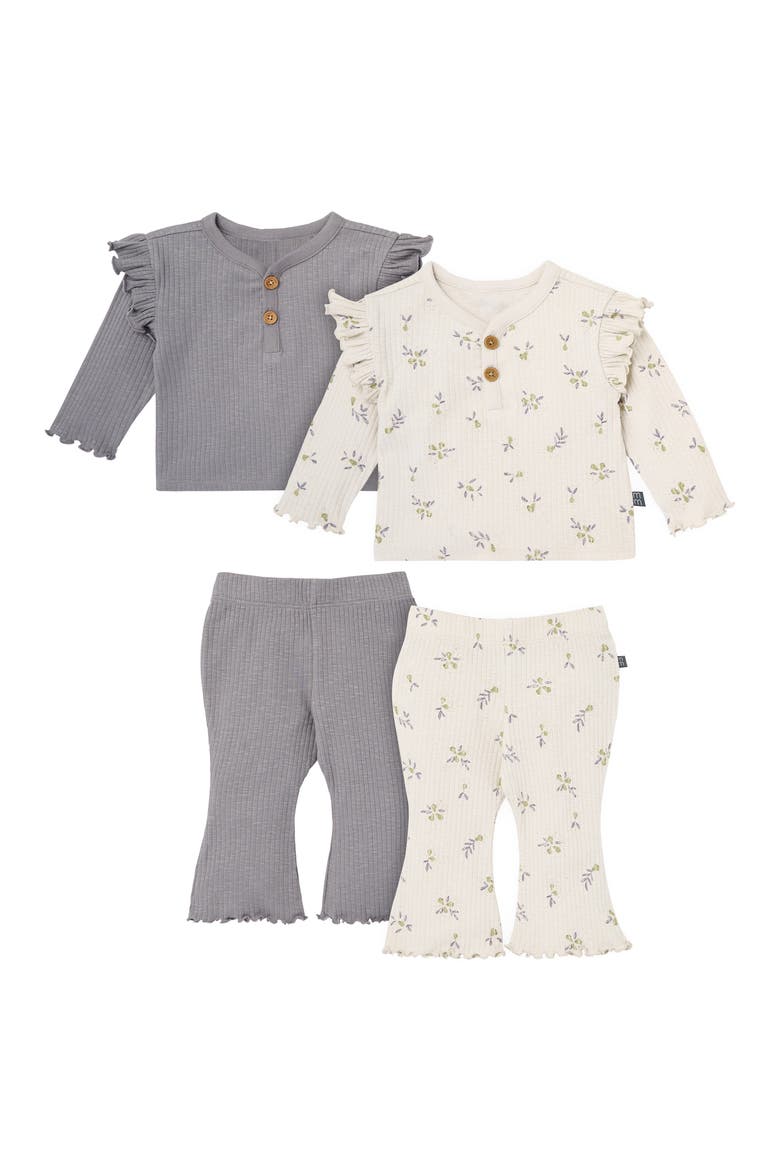 Henley Ruffle Tops with Pants Set, Main, color, Gray