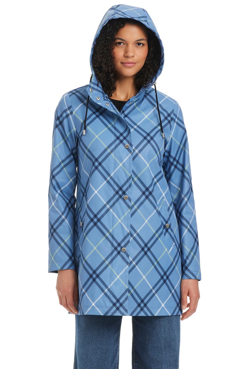 Kate Spade New York Hooded A-Line Jacket, Alternate, color, Timeless Bias Plaid