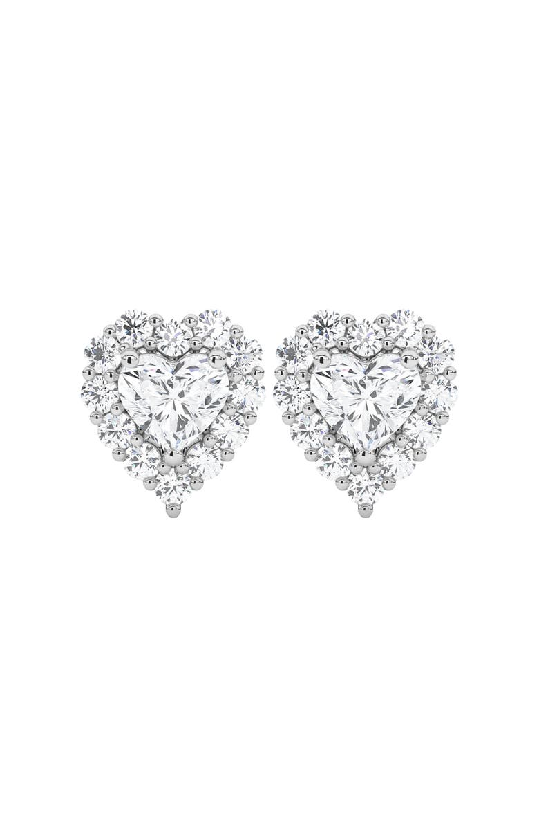 Bliss Diamond 1.30Ct Heart Shape Diamond Halo Studs or Gold Lab Grown, Main, color, 10K White Gold