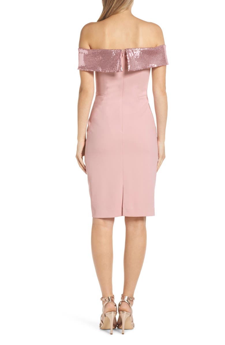 Eliza J Off the Shoulder Sequin Foldover Dress, Alternate, color, 