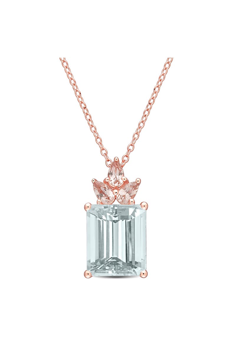 Aquamarine & Morganite Drop Necklace, Main, color, Aquamarine
