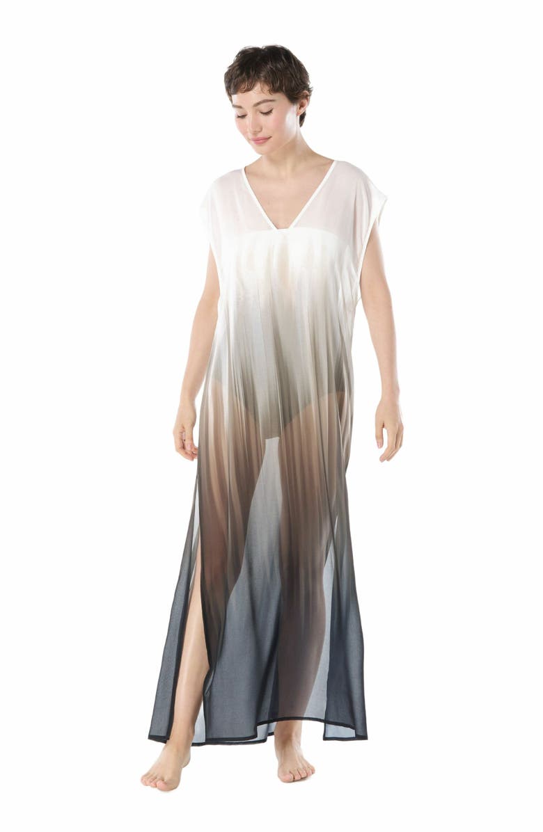 Carmen Marc Valvo V-Neck Long Dress, Main, color, 