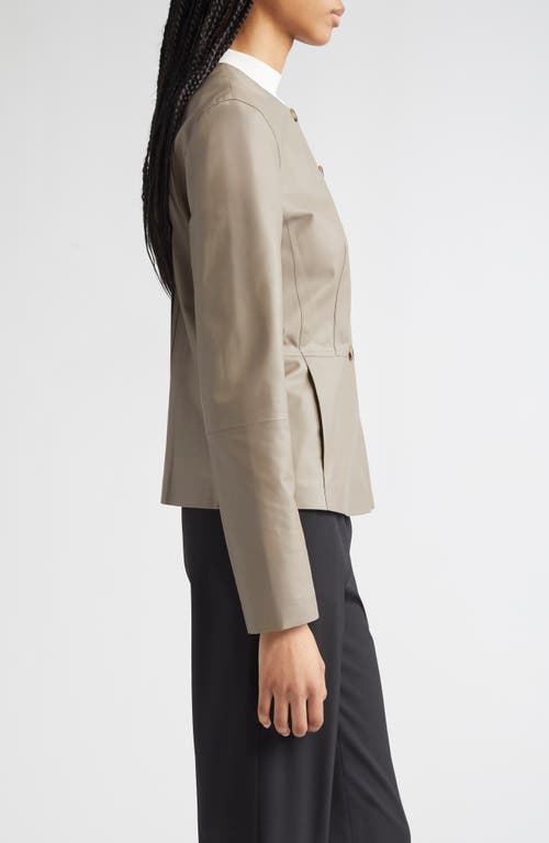 Lafayette 148 New York Fitted Waist Collarless Jacket In Gray