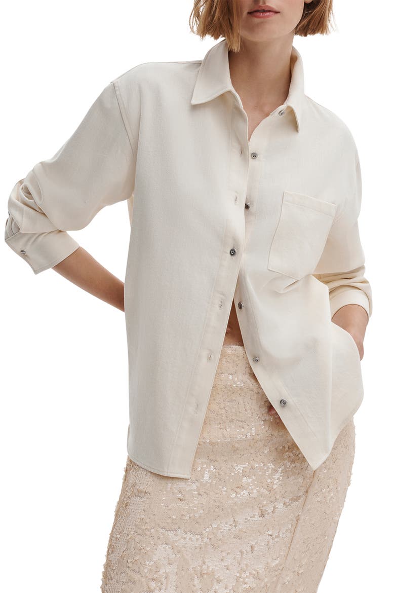 Connie Ultra Featherweight Denim Button-Up Shirt, Main, color, ECRU