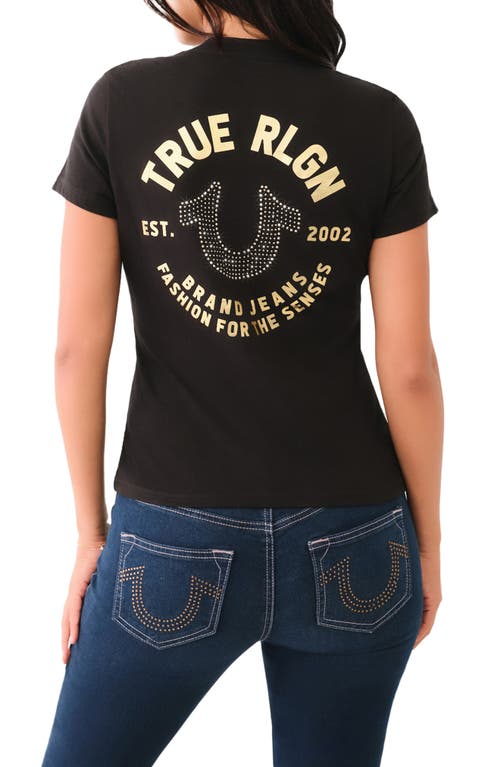 TRUE RELIGION TRUE RELIGION CRYSTAL HORSESHOE V-NECK T-SHIRT
