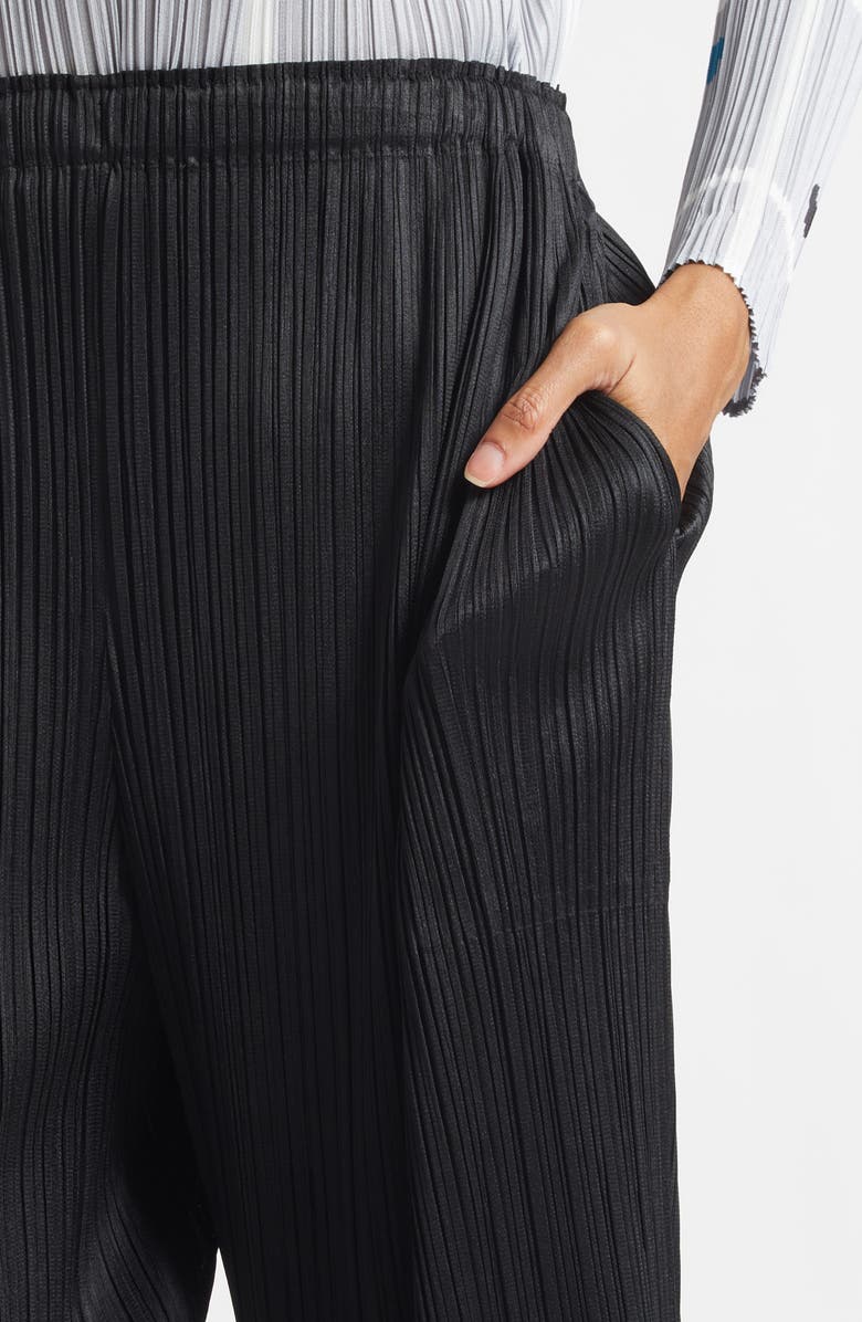 Pleats Please Issey Miyake Monthly Color February Pleated Straight Leg Pants, Alternate, color, Black