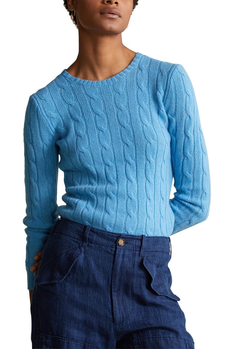 Julianna Cable Knit Cashmere Sweater, Main, color, SPRING SURF