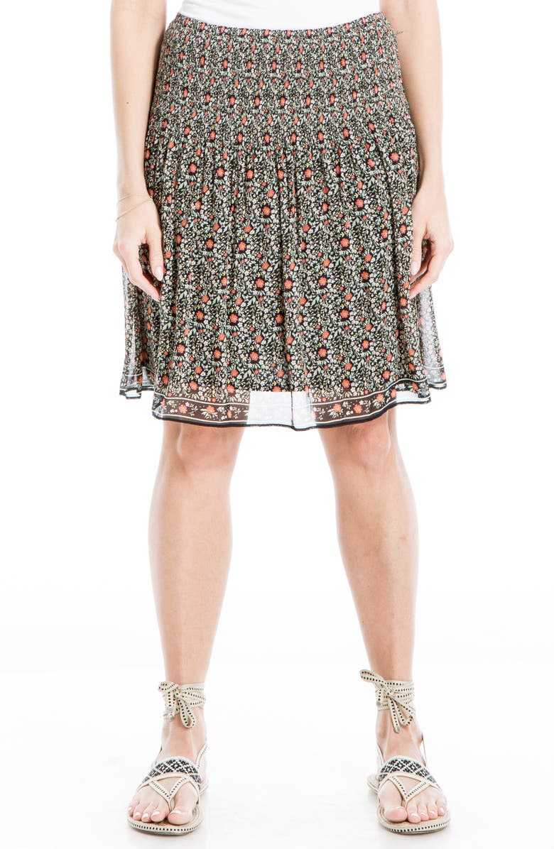 MAX STUDIO Short Printed Pleated Skirt, Main, color,