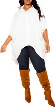BUXOM COUTURE Flowy High-Low Shirt