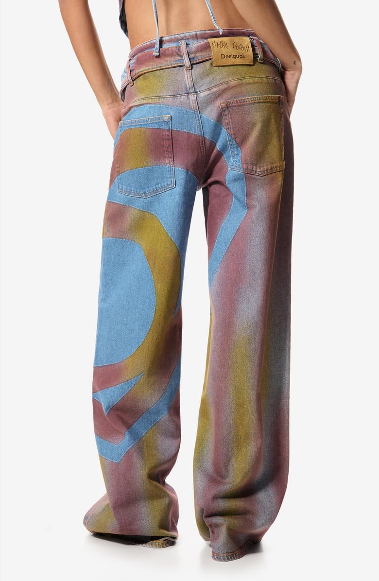 Desigual Fold Over Wide Leg Jeans, Alternate, color, Medium Beige