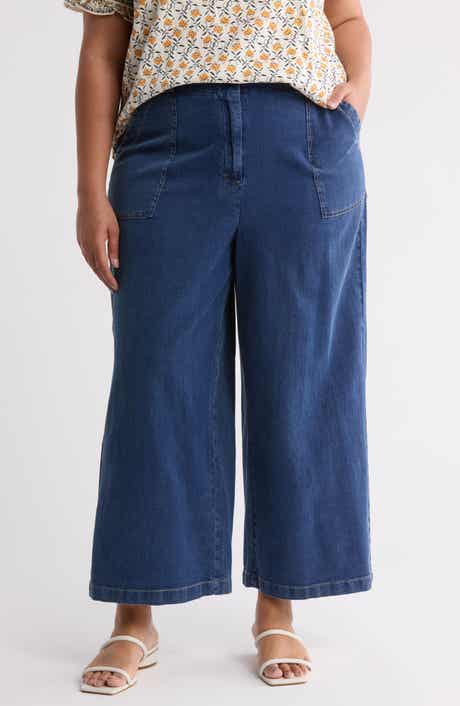 MAX STUDIO Cotton Piqué Crop Wide Leg Pants