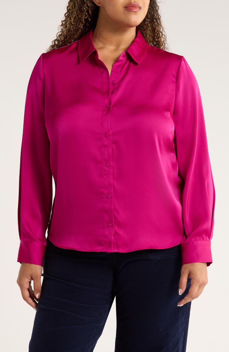 Liverpool Los Angeles Satin Button-Up Shirt, Main, color, 