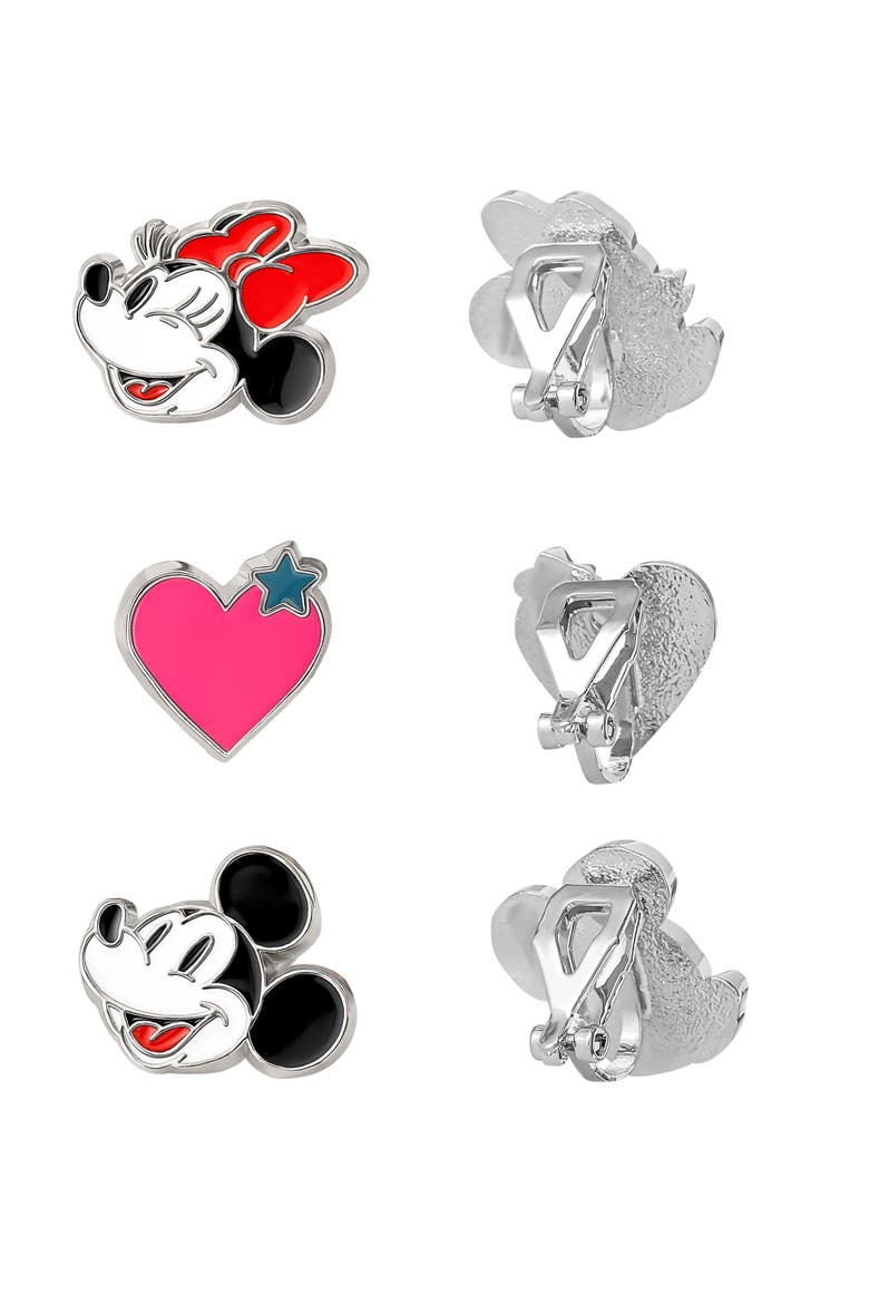 Minnie and Mickey Mouse Clip On Earrings, 3-Pack, Alternate, color, Multicolor
