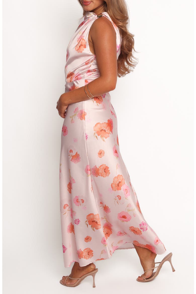 Frayla Floral Print Satin Dress, Alternate, color, PINK FLORAL
