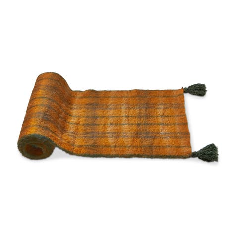 Warm Wishes Mohair Plaid Table Runner Yellow Wool Spring Decor