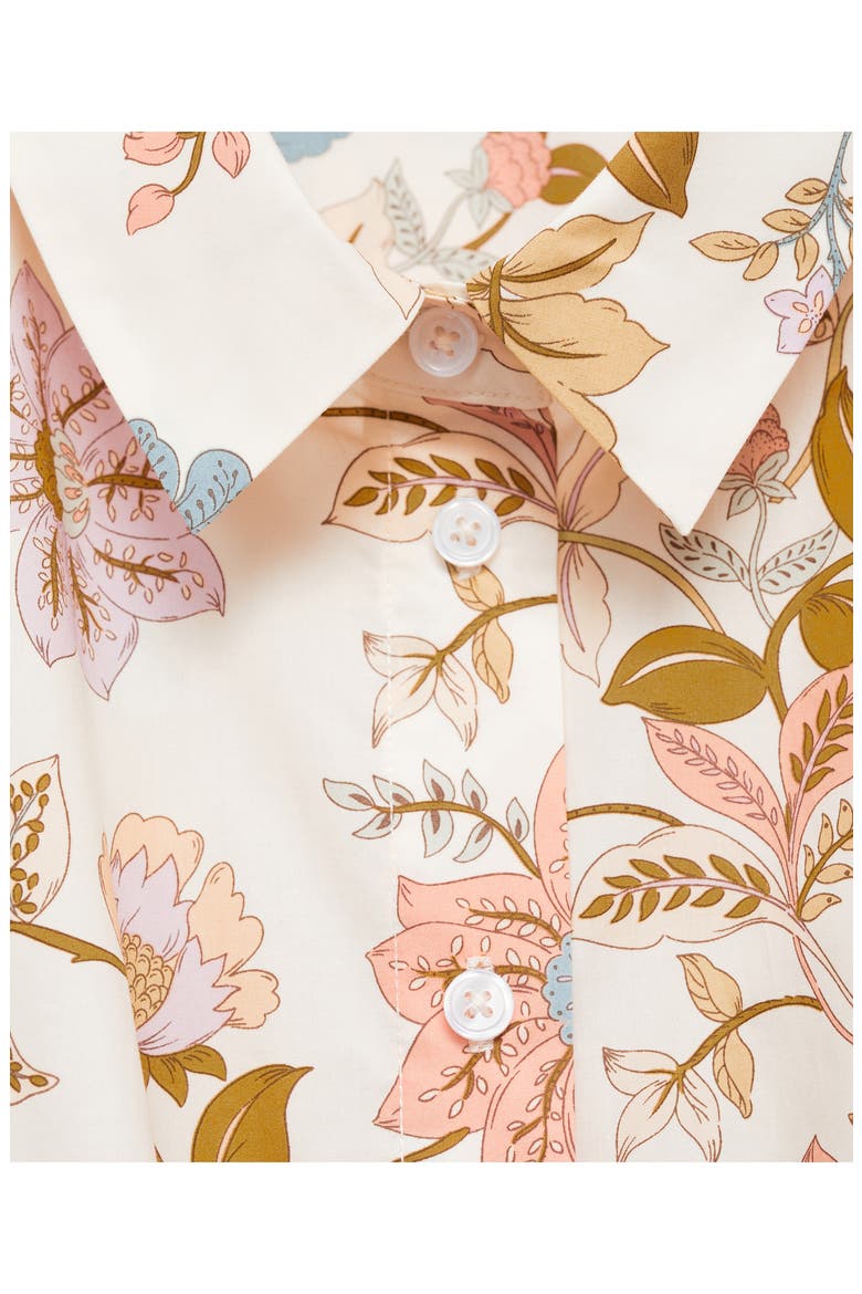 Floral Knot Front Cotton Mini Shirtdress, Alternate, color, ECRU