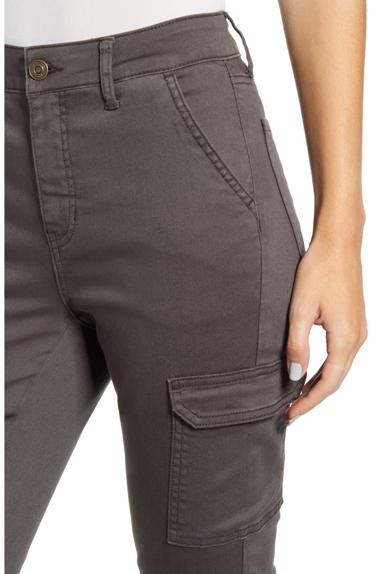 High Waist Cargo Ankle Skinny Jeans, Alternate, color, ARMY GREEN