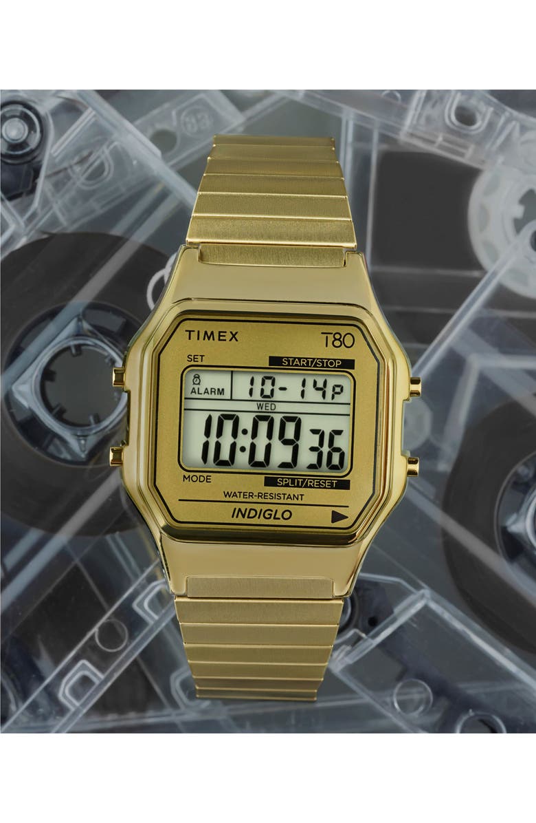 Timex<sup>®</sup> T80 Digital Bracelet Watch, 34mm, Alternate, color, Gold-Tone