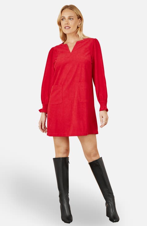 Long Sleeve V-Neck Mini Dress