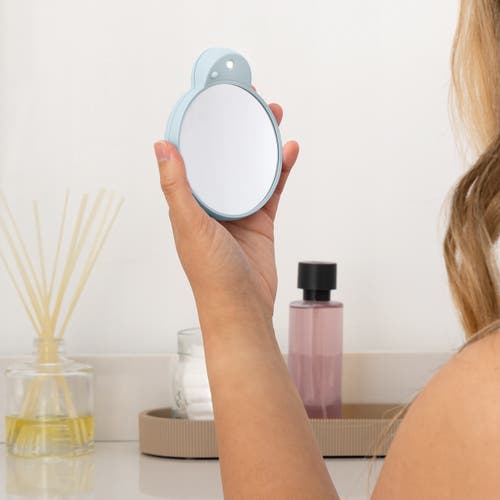 Zadro Lighted Compact Mirror With 10x Magnification & Retractable Suction Cups In Blue