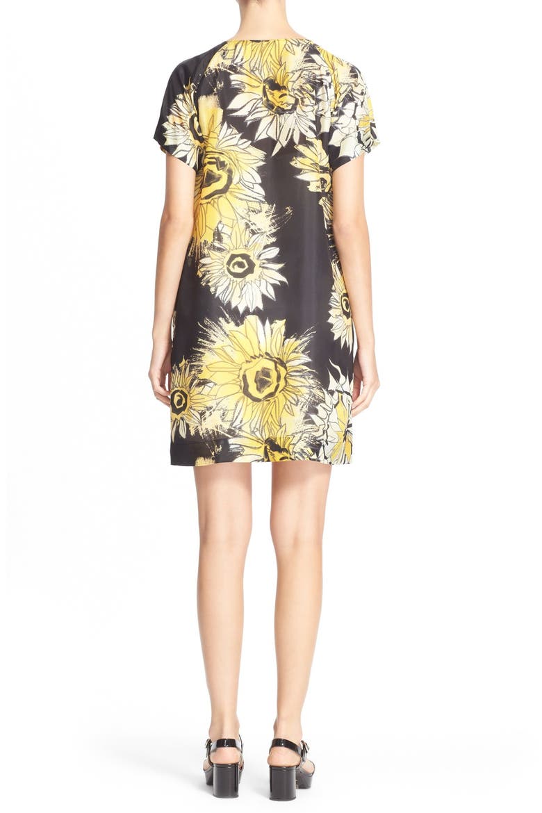 'Amanda' Floral Print Silk Shift Dress, Alternate, color, BLACK PRINT