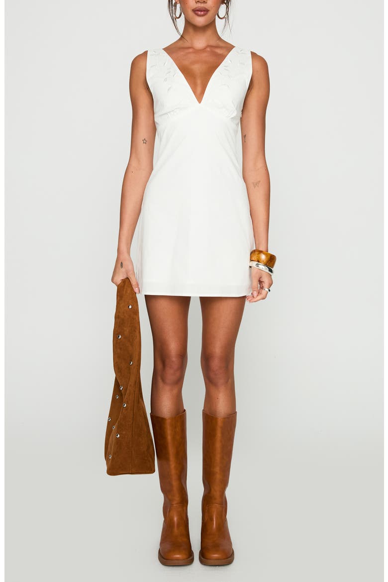 Florien Embroidered Cotton Mini Sundress, Main, color, WHITE