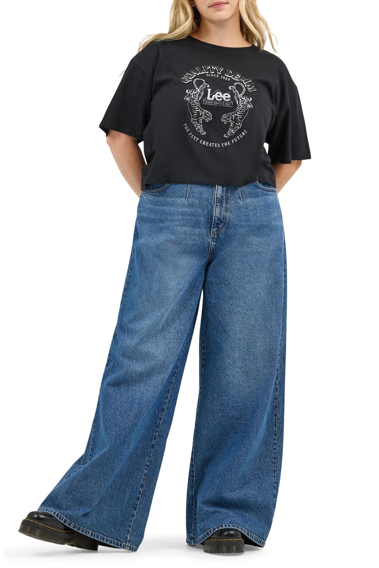 High Waist Pleated Wide Leg Jeans, Alternate, color, MID CHAPTER