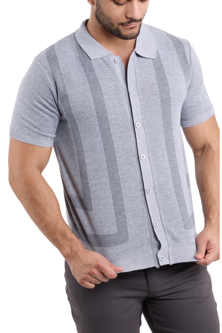 Stripe Polo Sweater, Alternate, color, GREY