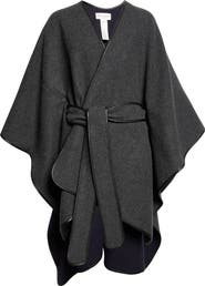 Johnstons of Elgin Leather Piped Wool & Cashmere Belted Cape