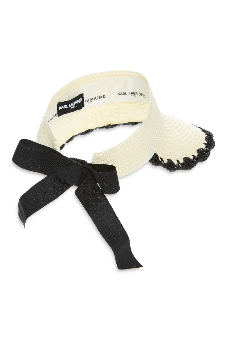Crochet Edge Straw Visor, Alternate, color, IVORY