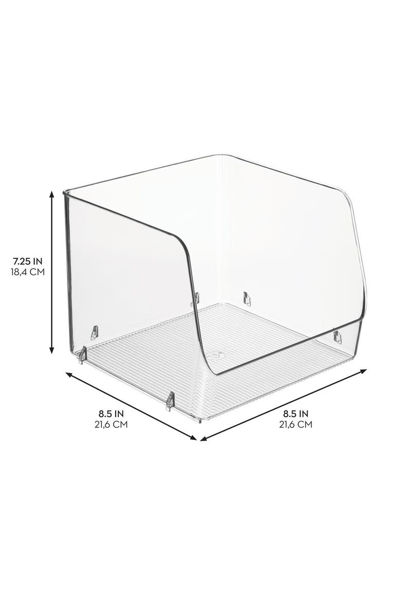 Stackable Open-Front Storage Bin - Set of 4 - Clear - Made in USA, Alternate, color, Clear