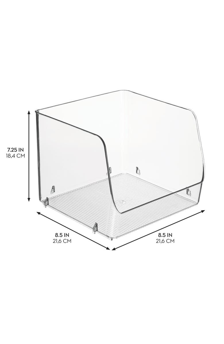 iDesign Stackable Open-Front Storage Bin - Set of 4 - Clear - Made in USA, Alternate, color, Clear