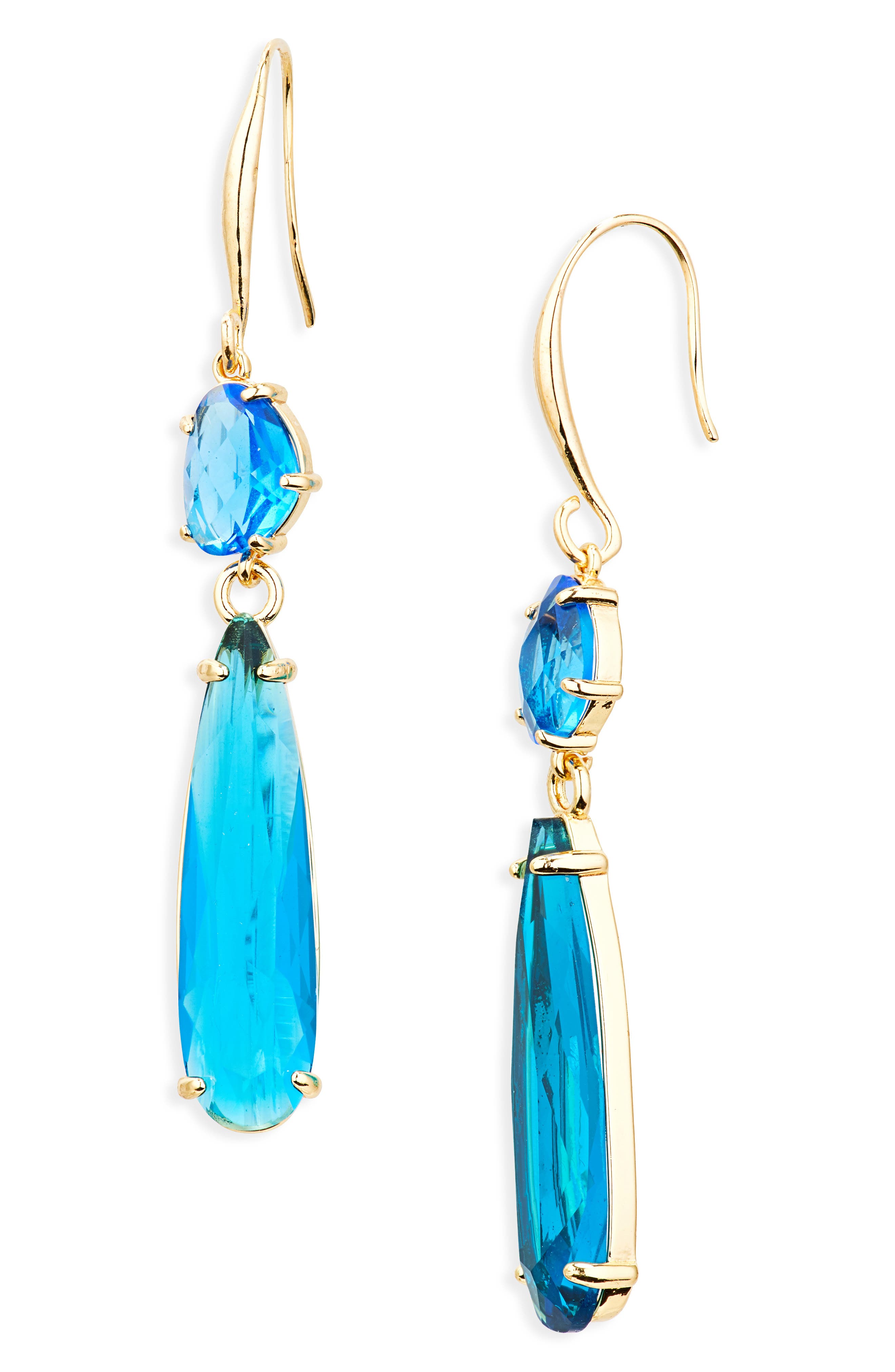 EYE CANDY LOS ANGELES Blue Crystal Drop Earrings