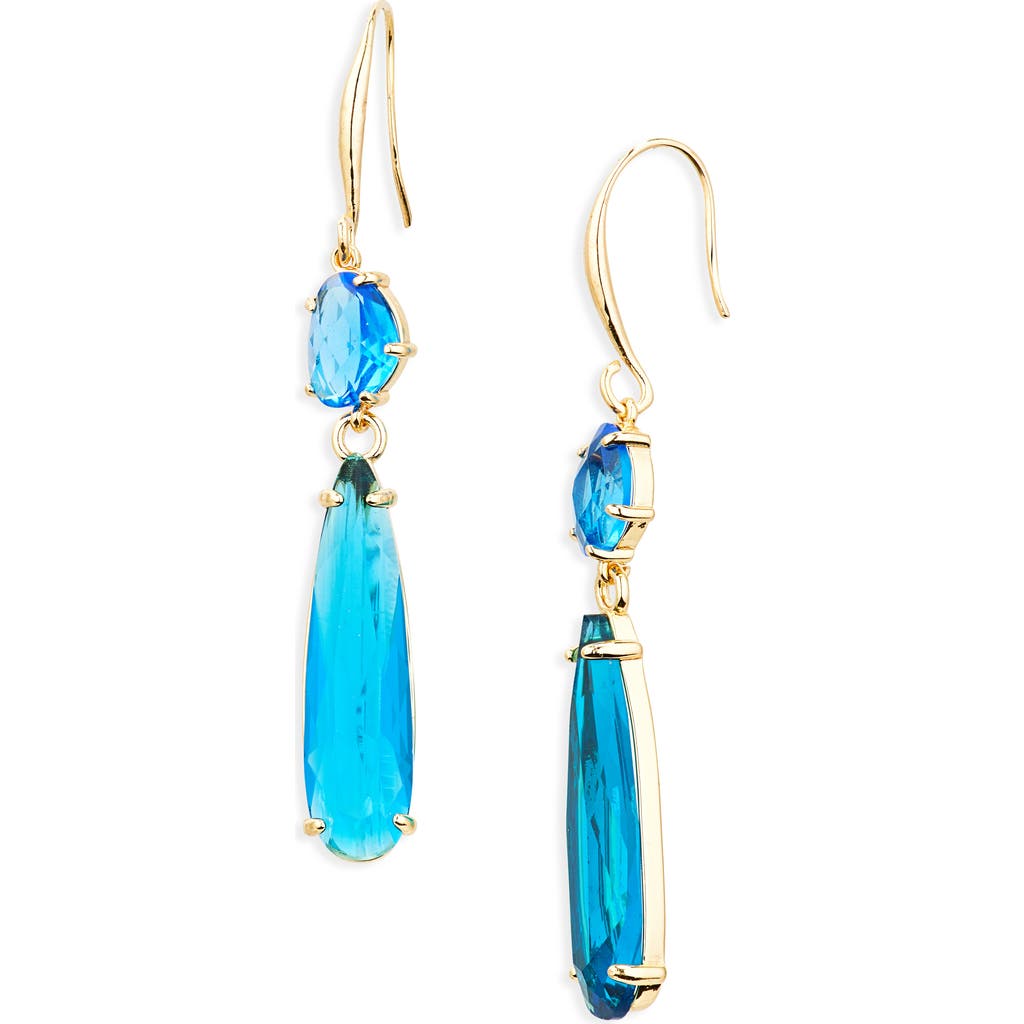 Eye Candy Los Angeles Blue Crystal Drop Earrings In Gold