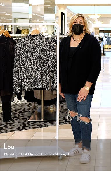 Ming Wang Leopard Pattern Mock Neck Sweater (Women) | Nordstrom