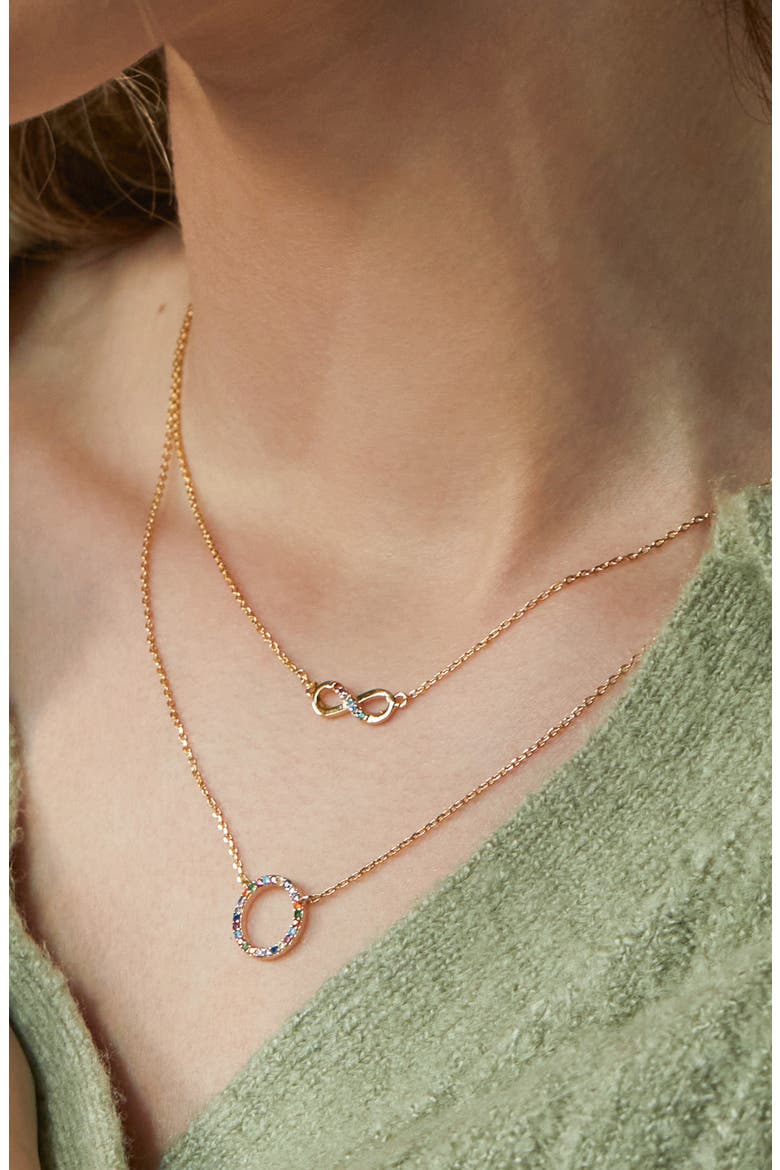 Cubic Zirconia Circle Pendant Necklace, Alternate, color, GOLD