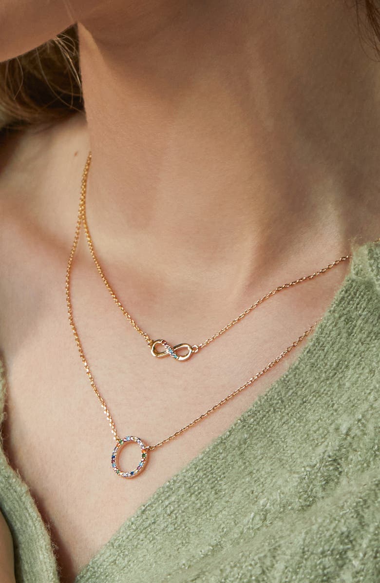 Estella Bartlett Cubic Zirconia Circle Pendant Necklace, Alternate, color, Gold