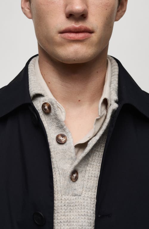 Mango Men's Quilted Water-repellent Trench Coat In Dark Navy