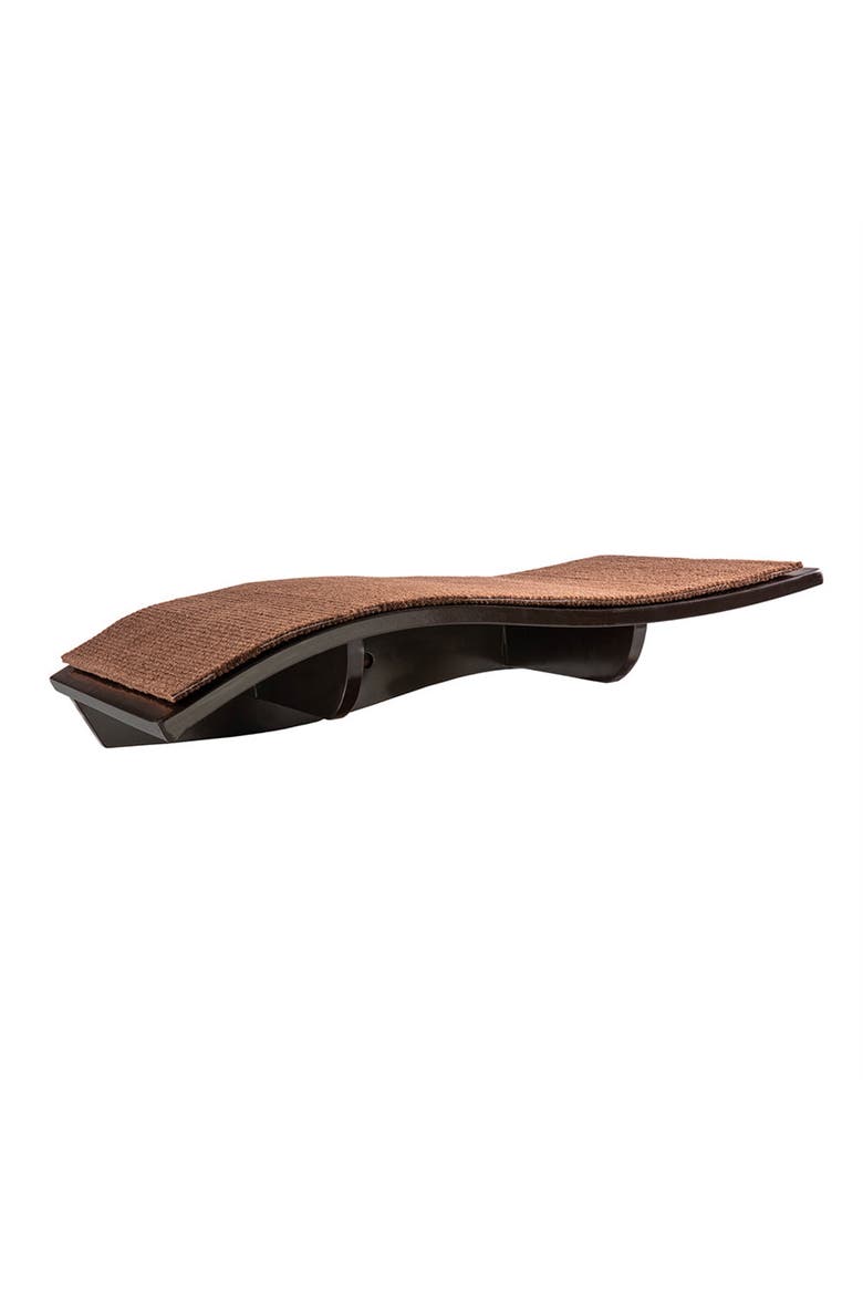 Wall-Mounted Curved Wooden Cat Shelf and Perch, Alternate, color, Brown