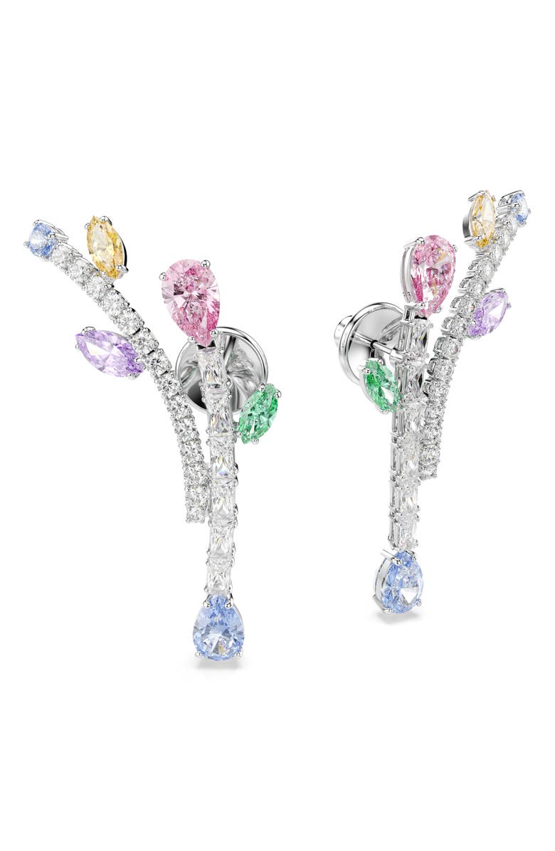 Swarovski x Ariana Grande Multicolor Crystal Drop Earrings, Alternate, color, Silver/ Multi