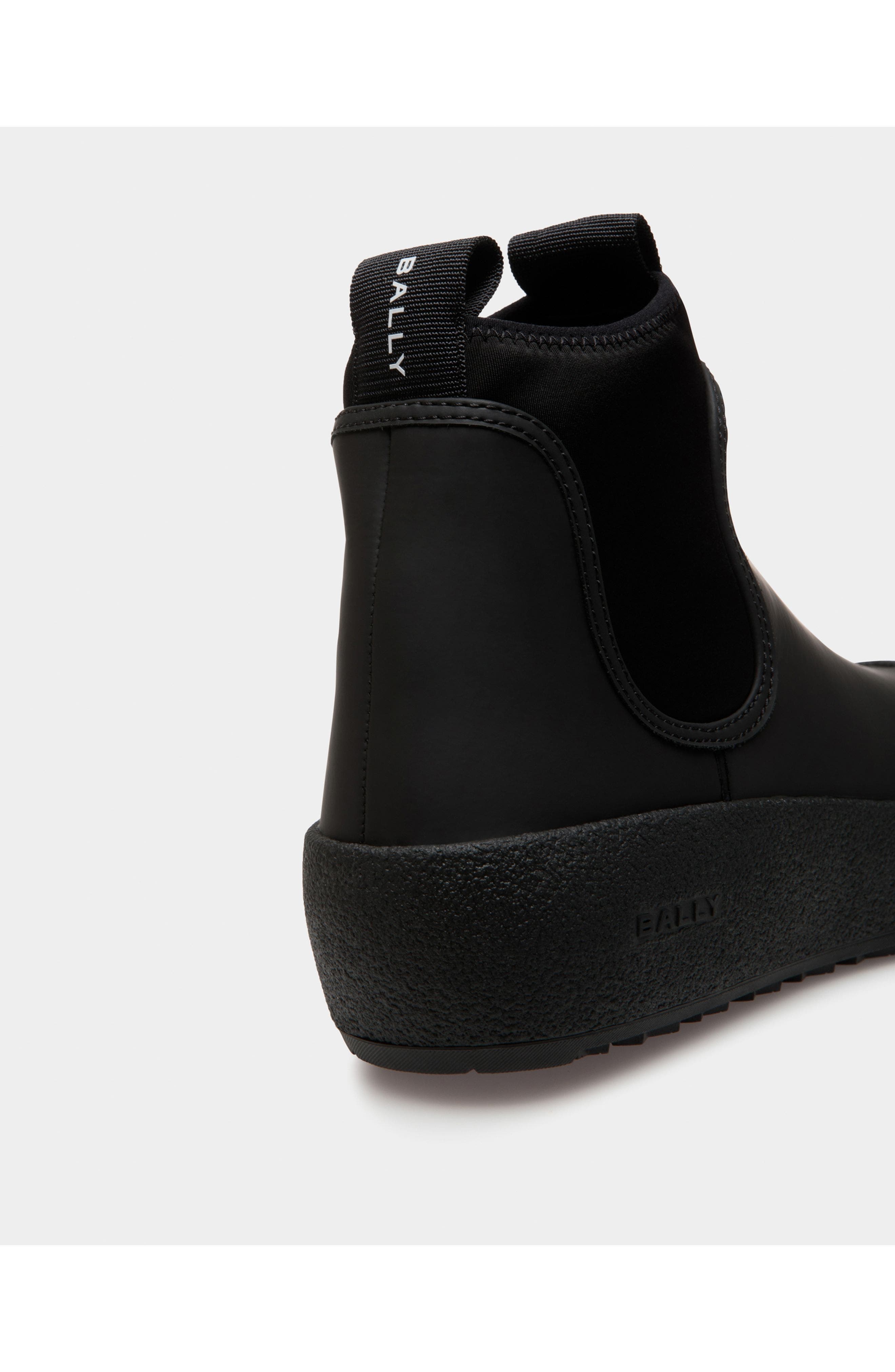 Bally Curling Bootie in Rubber-Coated Leather, Alternate, color, 