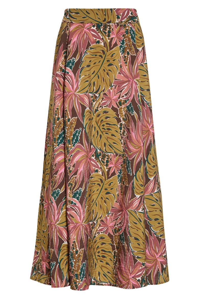 Crinkle Crepe Maxi Skirt, Main, color, DARK COFFEE