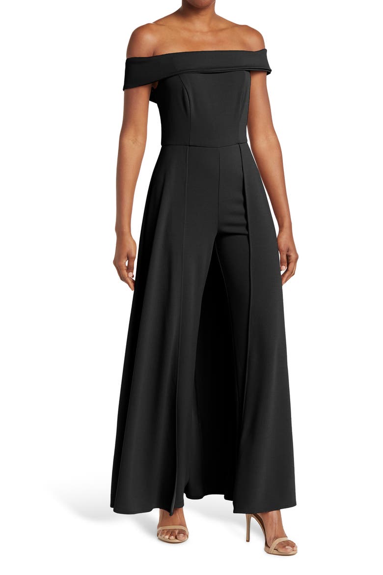Off-the-Shoulder Walk Through Jumpsuit, Main, color, BLACK